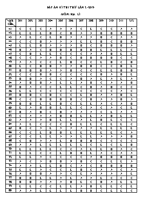 Đáp án đề thi thử THPT môn Địa lý Lớp 12 năm 2019 lần 2 (Tất cả các mã đề) - Trường THPT Anh Sơn 1